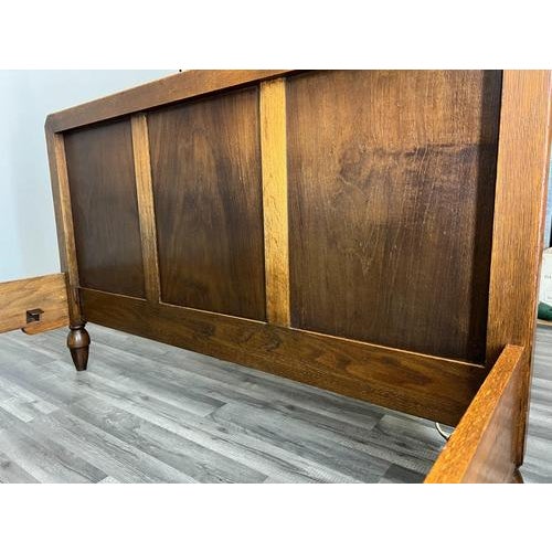 Vintage French Style Oak Double Bed Frame with Carved Headboard For Sale - Image 11 of 12