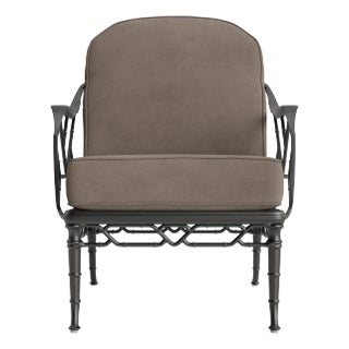 Brown Jordan Calcutta Lounge Chair, Textured Pewter frame with Fusion Taupe fabric For Sale