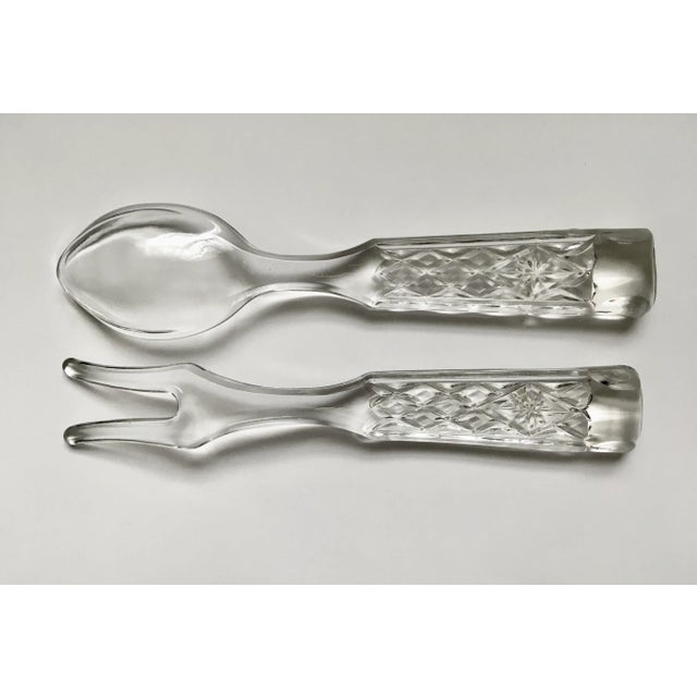 Hollywood Regency Mid 20th Century Pressed Clear Glass Serving Utensils- a Pair For Sale - Image 3 of 13