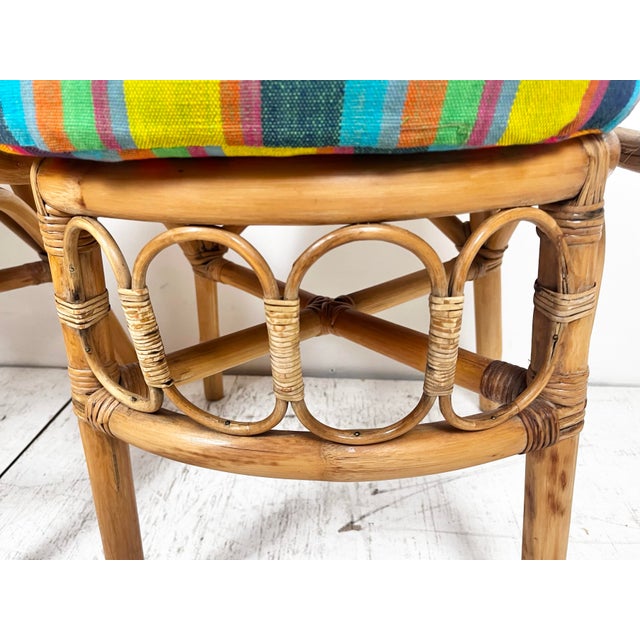 Vintage Tall Back Rattan Arm Chairs- A Pair For Sale - Image 9 of 12