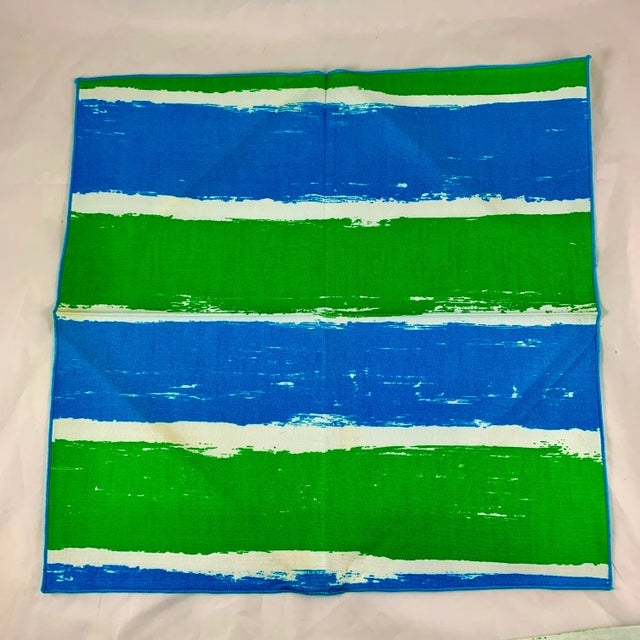 Mid-Century Vera Blue & Green Placemat & Napkin Set for Four, Original Tags For Sale In Philadelphia - Image 6 of 11
