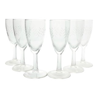 1950s Vintage Mid-Century Javit “Rain” Whiskey Sour Cocktail Liquor Glasses - Set of 6 For Sale