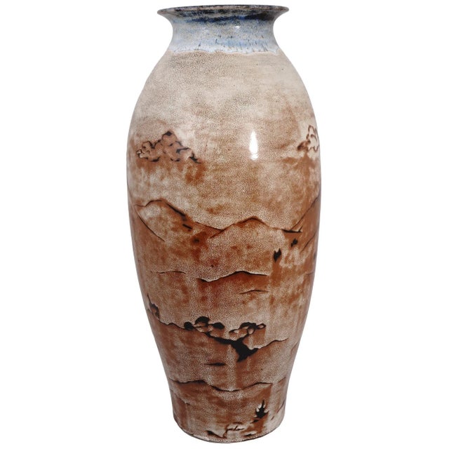 Large 28" Mid-Century Modern Chinese Ceramic Vases - A Pair For Sale - Image 9 of 10
