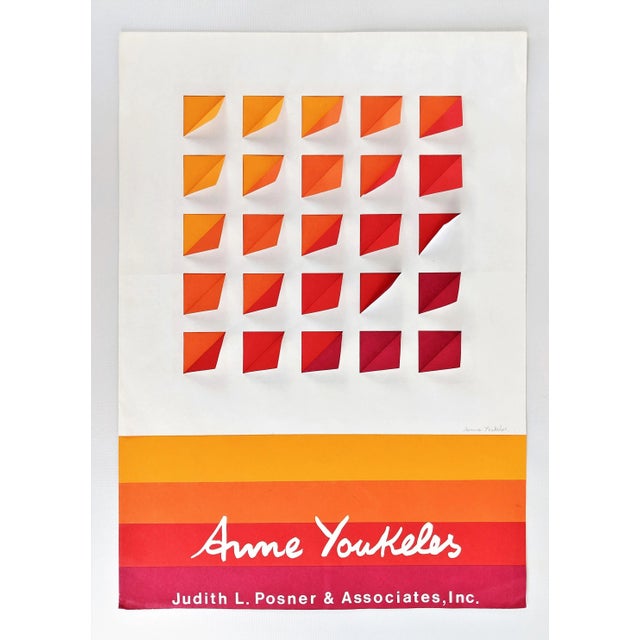 1970s Vintage Anne Youkeles Op Art Pencil Signed Poster Print For Sale - Image 13 of 13
