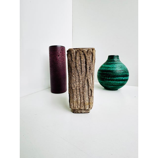 Vintage German Brown and Beige Lava Ceramic Vase by Strehla Keramik, 1960s For Sale - Image 10 of 12