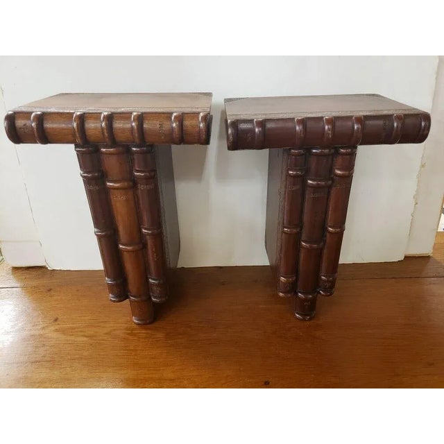 American Pair of Circa 1970 Wooden Charles Dickens Wall Brackets For Sale - Image 3 of 8