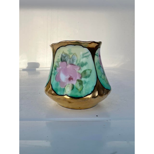 1920 Porcelain Gold Floral Match Holder For Sale - Image 9 of 10