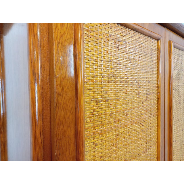 Wood Vintage Maugrion Wardrobe in Woven Rattan and Wood from Roche Bobois, 1970s For Sale - Image 7 of 17