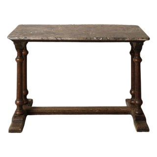 19th Century French Marble & Oak Table For Sale