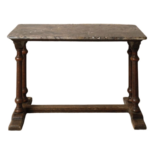 19th Century French Marble & Oak Table For Sale