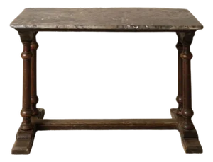 19th Century French Marble & Oak Table