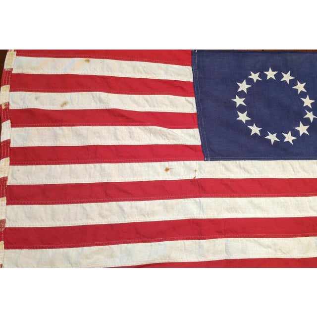 Metal Vintage Bull Dog Bunting Dettra 13-Star Sewn American Flag, Red, White & Blue For Sale - Image 7 of 9