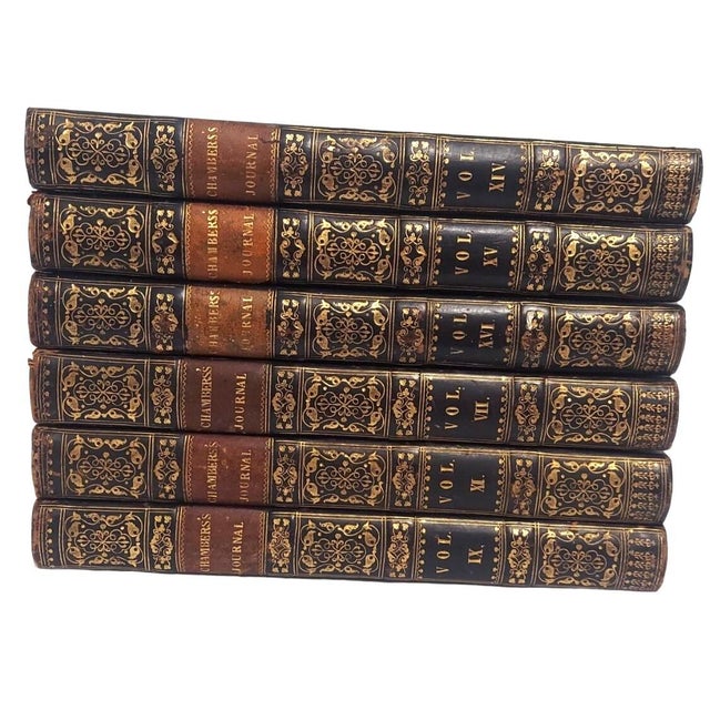 6 bound volumes of Chamber's Edinburgh Journal Conducted by William and Robert Chambers Each volume measures approximately...