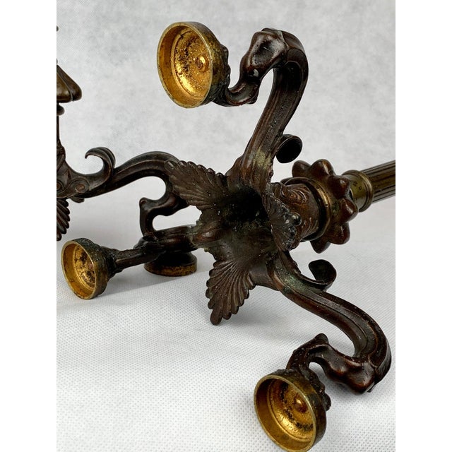 Pair of French Empire Bronze Candelabras With Tripod Base-Early 19th Century For Sale - Image 4 of 7