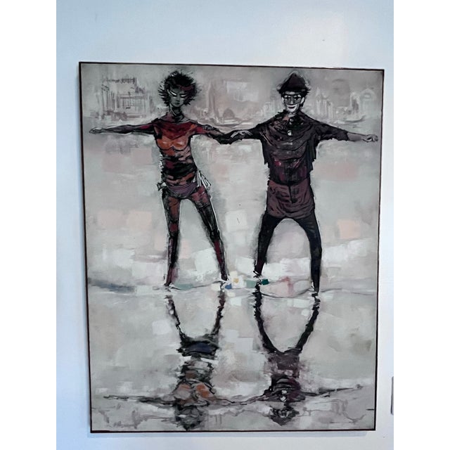 An exceptional original oil on canvas by European artist Max Gunther, titled “Pas-De-Deux,” painted in Rome in 1962. This...