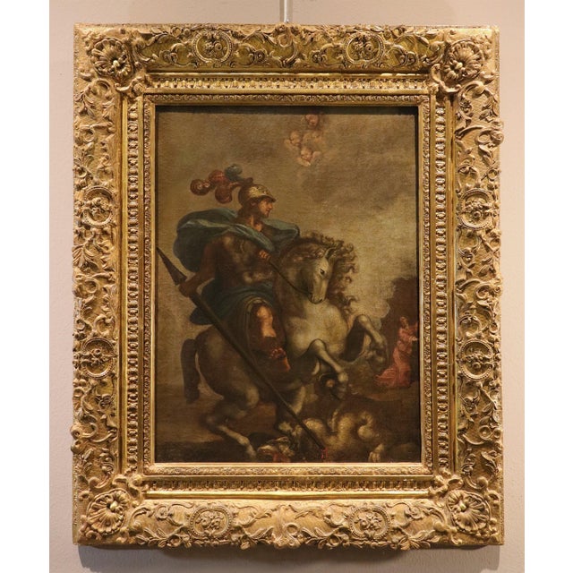 Tuscan School Artist, Saint George and the Dragon, 18th Century, Oil Painting on Canvas, Framed For Sale - Image 15 of 15