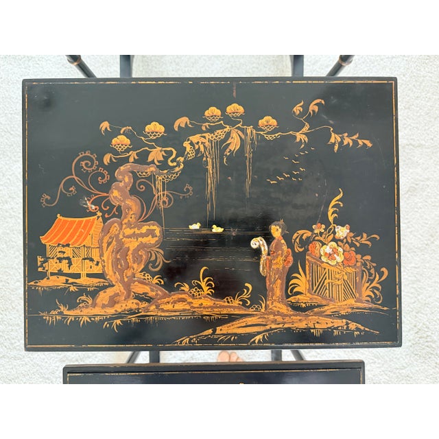 Black Lacquered Chinoiserie Nesting Tables by Beacon Hill For Sale - Image 9 of 18
