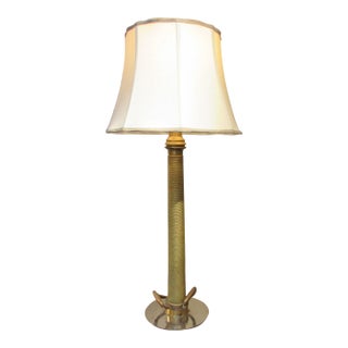Large Brass & Steel Fire Hose Lamp For Sale