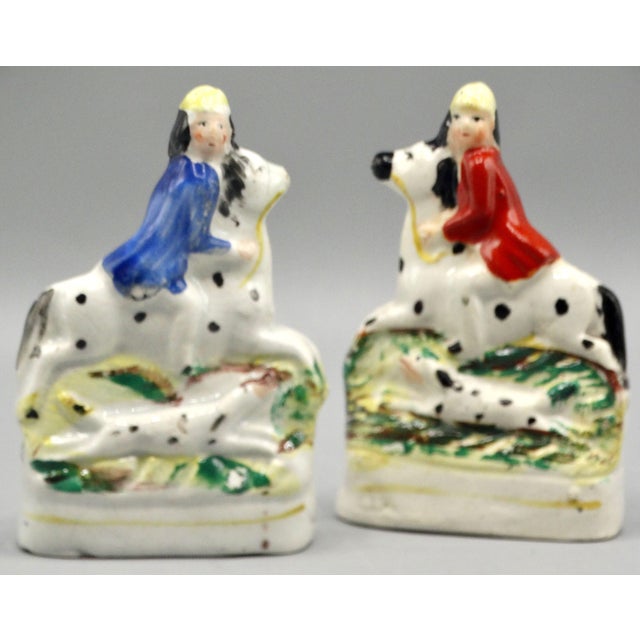 Late 19th Century Antique Staffordshire Petite Equestrian Figurines, a Pair For Sale - Image 5 of 9