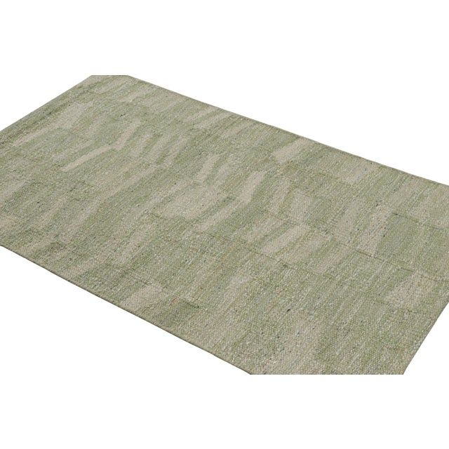 Rug & Kilim Rug & Kilim’s Scandinavian Style Rug in Green and Cream, With Geometric Patterns For Sale - Image 4 of 7