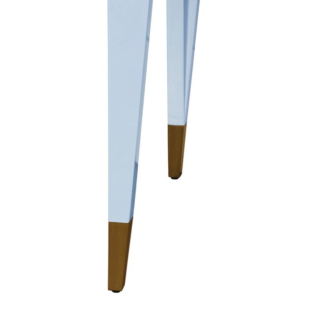 Matthew Izzo Home Mandi Glossy Light Blue One Drawer Desk With Brass Foot Caps For Sale In New York - Image 6 of 8