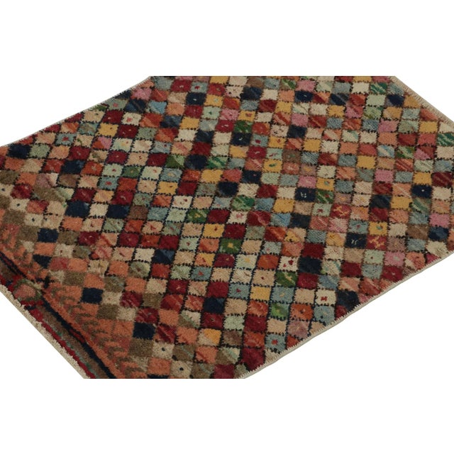 Rug & Kilim 1960s Vintage Distressed Rug in Multicolor Diamond Patterns For Sale - Image 4 of 8