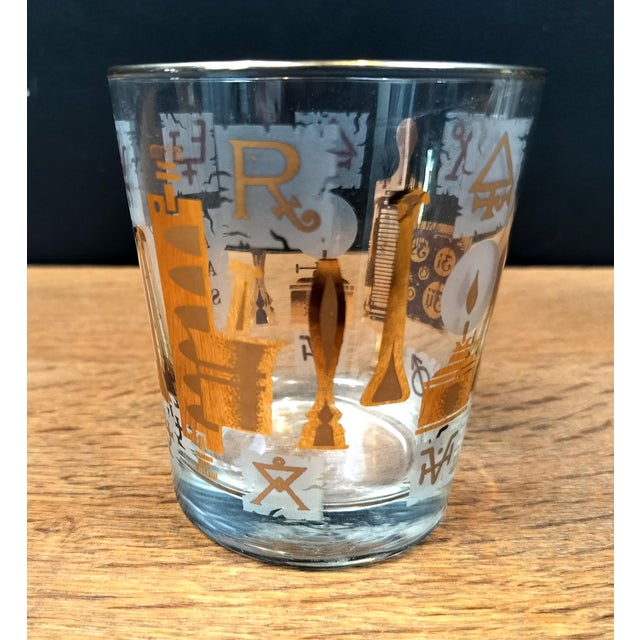 1960s Vintage 1960s Alchemy Symbols Tumbler Glasses Set of 5 For Sale - Image 5 of 7