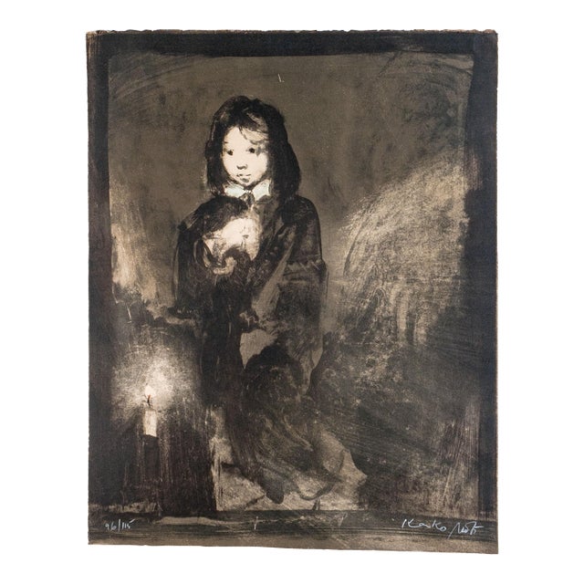 Kaiko Moti (Indian, 1921 - 1989). Portrait of Yasmin, 1964 Color Lithograph For Sale