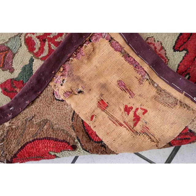 1880s Handmade Antique American Hooked Rug 2.8' X 5.5' For Sale - Image 10 of 11