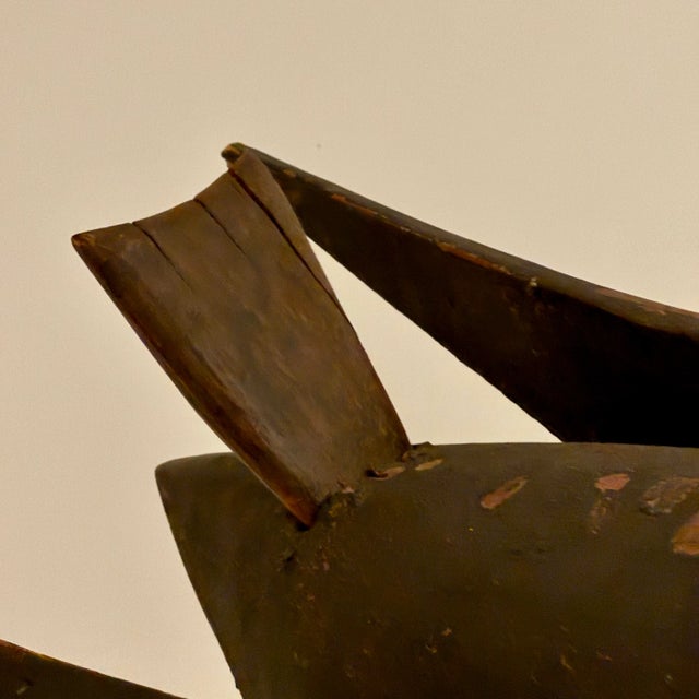 Early 20th Century Large Folk Art Wooden Sculpture of Bird With Long Neck & Open Beak For Sale - Image 11 of 12