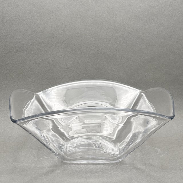 Simon Pearce Vintage Simon Pearce Handblown Crystal “Woodbury” Square Bowl For Sale - Image 4 of 8