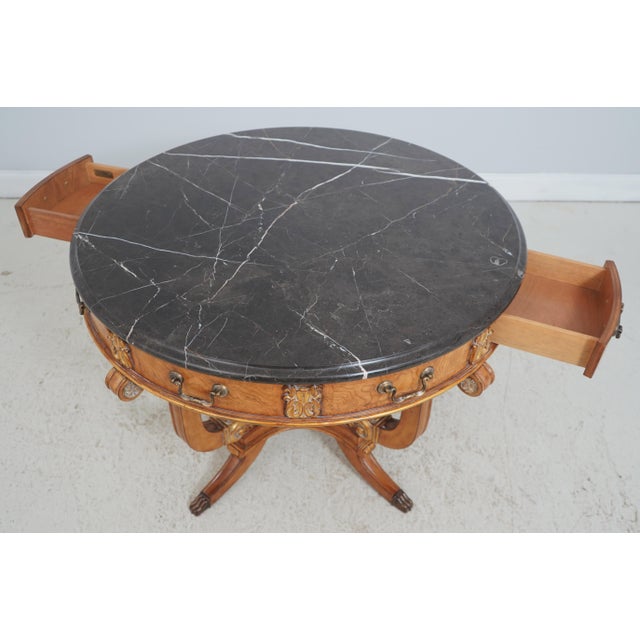 Traditional Century Round Marble Top French Empire Center Table For Sale - Image 3 of 18
