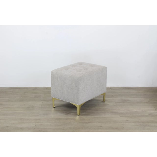 Vintage Cream Chenille Ottoman- a Pair For Sale - Image 4 of 12