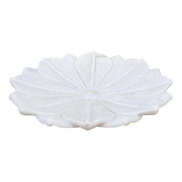 15" Pure Marble Flower Plate For Sale