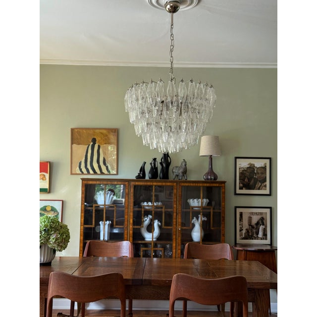 Mid-Century Modern Murano Glass Poliedri Chandelier in the style of Scarpa For Sale - Image 3 of 10