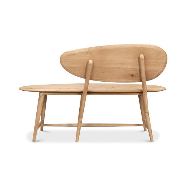 Contemporary Short Organic Modern Natural Wood Bench For Sale - Image 3 of 11