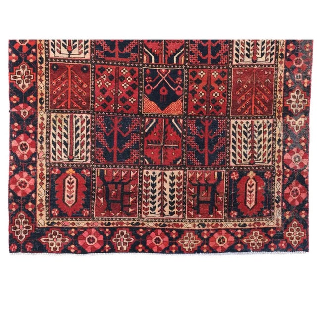 Vintage Persian Bakhtiari Kheshti Garden Panel Rug, 6’7” X 7’8 For Sale - Image 4 of 9