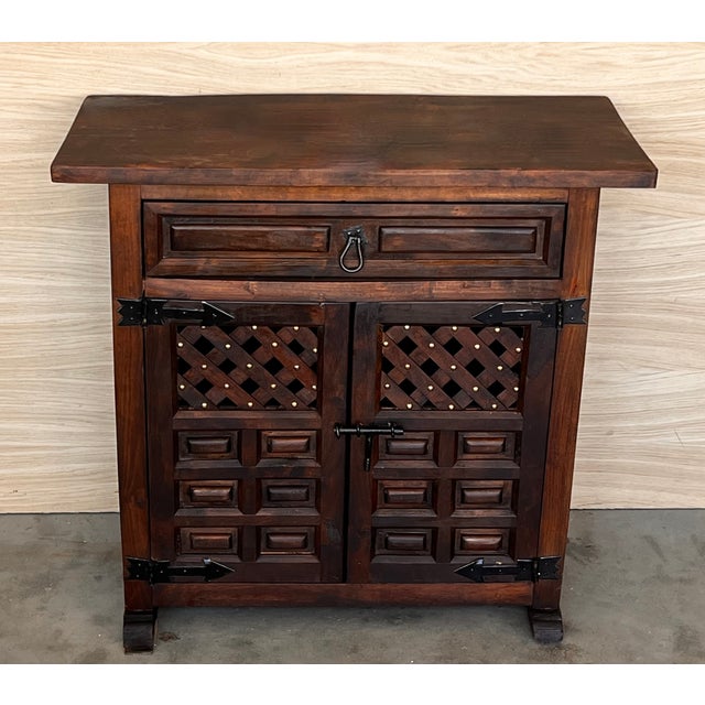 1920s Spanish Carved Walnut Chest of Drawers, Nightstand or Narrow Console, 1920s For Sale - Image 5 of 11