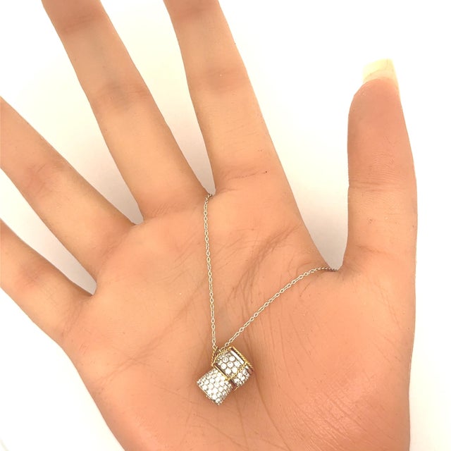 Roberto Coin Diamond Ruby 18k Yellow White Gold Drum Pendant Necklace For Sale In Los Angeles - Image 6 of 7