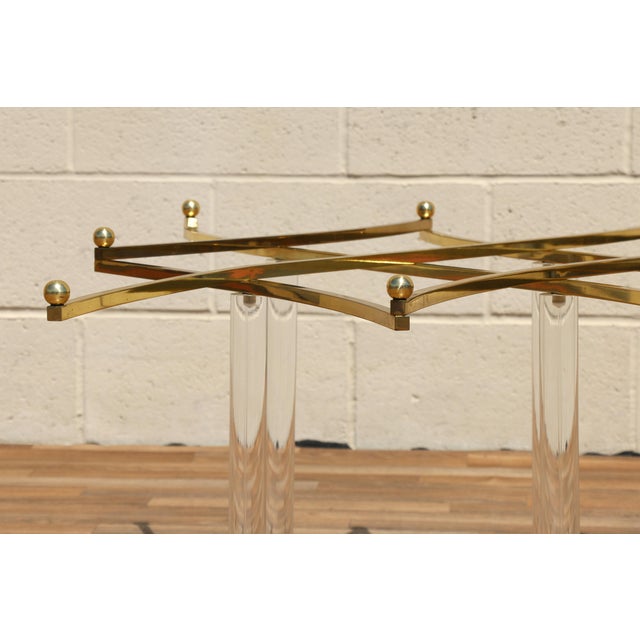 Charles Hollis Jones “Treillage” Lucite & Brass Coffee Table | Glass Top | Hollywood Regency | Circa 1970s For Sale - Image 13 of 18