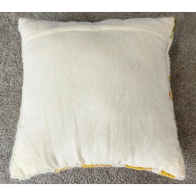 Rustic Vintage Hand Hooked Oversized Sunflower Pillow For Sale - Image 3 of 4