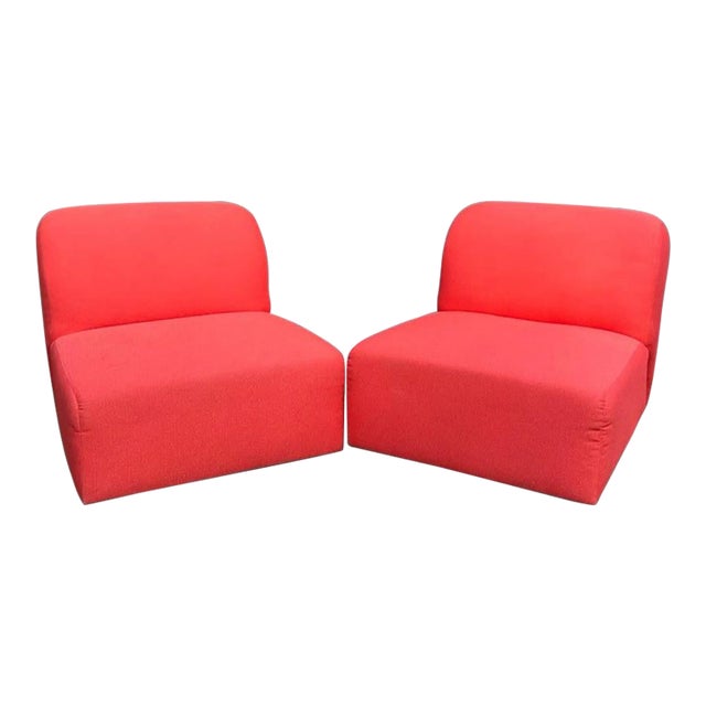 Giant 1980s-90s Postmodern Strawberry-Red Kimball Modular Floating Cube Chairs For Sale
