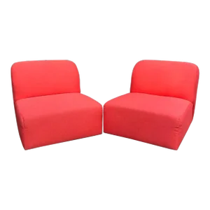 Giant 1980s-90s Postmodern Strawberry-Red Kimball Modular Floating Cube Chairs