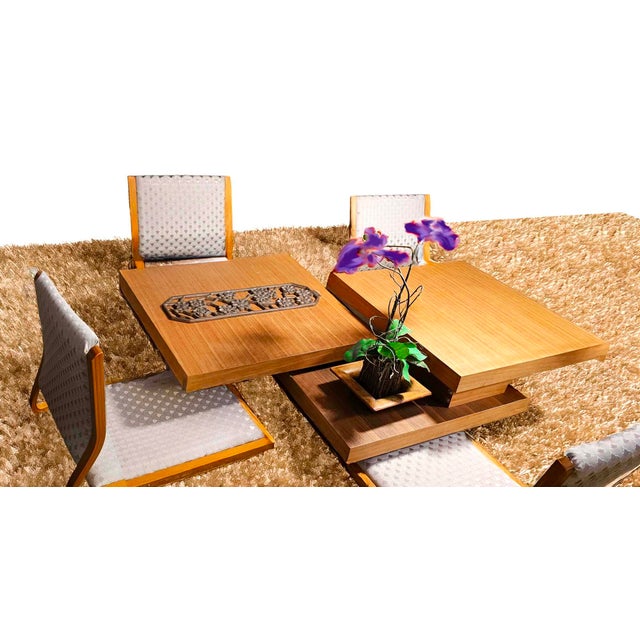 Mid 20th Century Four Japanese Tatami Bentwood Chair With Silk Brocade Cushions For Sale - Image 9 of 9