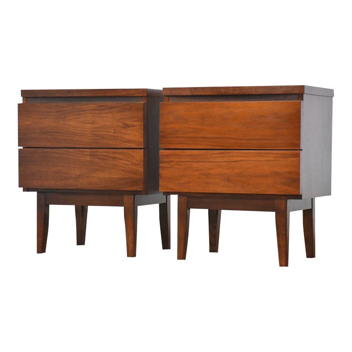 Walnut MCM Nightstands a Pair Chairish
