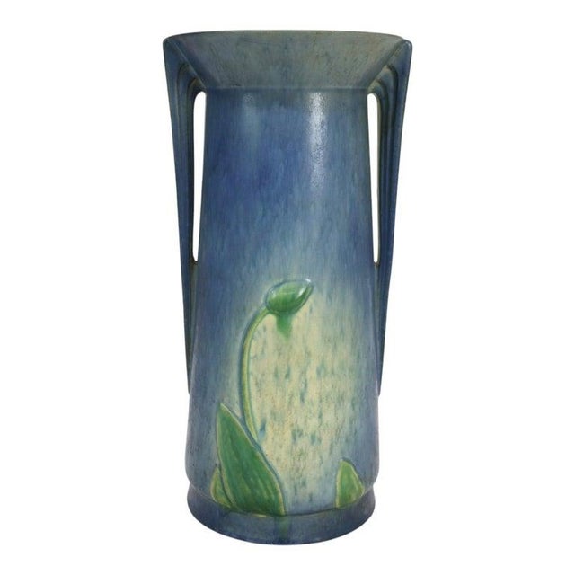 Blue Roseville Futura Pottery Vase C1920 For Sale - Image 8 of 11