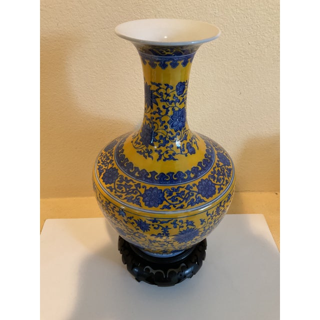 Vintage Chinese Porcelain Mustard-Yellow Glazed Vase For Sale - Image 11 of 12