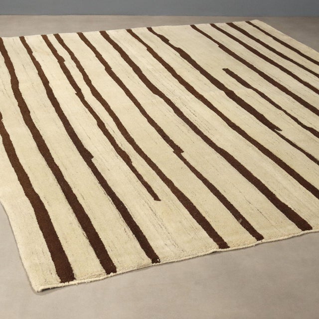 White Middle Eastern Striped Gabbeh Rug For Sale - Image 8 of 8
