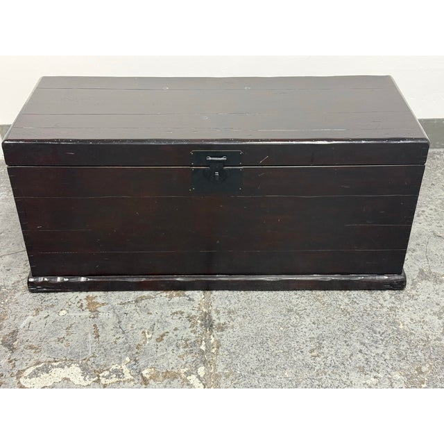 Coffee Pottery Barn Emmett Zen Brown Trunk/Coffee Table For Sale - Image 8 of 12