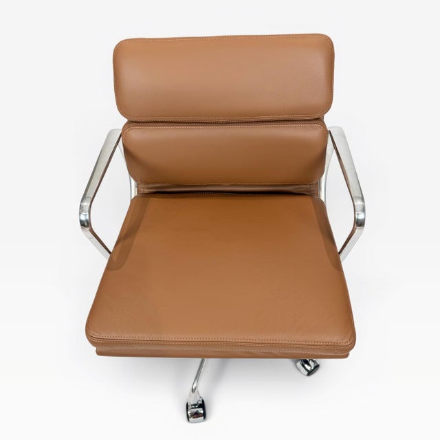 Brown Eames for Herman Miller Aluminum Group Soft Pad Management Chair - Brown Leather For Sale - Image 8 of 11